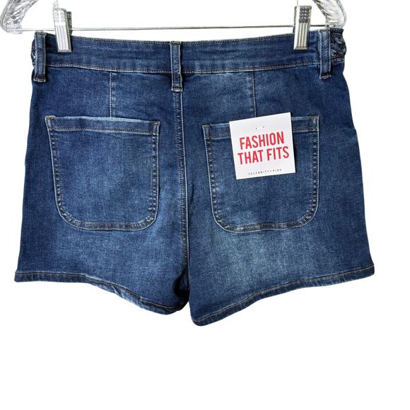 Celebrity Pink Juniors Blue Denim Shorts Size 11/30 Braided‎ Waist Stretch - Picture 2 of 11
